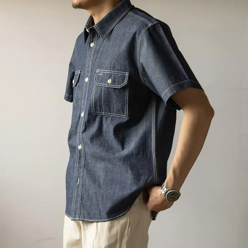 Men's Casual Short Sleeve Denim Shirt 80333685Y sold by Manly product image thumbnail 2