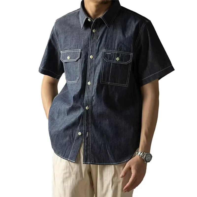 Men's Casual Short Sleeve Denim Shirt 80333685Y sold by Manly