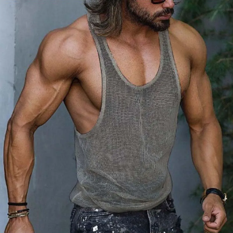 Men's Casual Sports Solid Color Knitted Tank Top 33237620M sold by Manly product image thumbnail 4