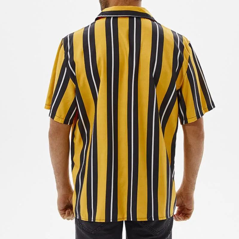 Men's Casual Striped Lapel Short Sleeve Shirt 76560847TO sold by Manly product image thumbnail 3