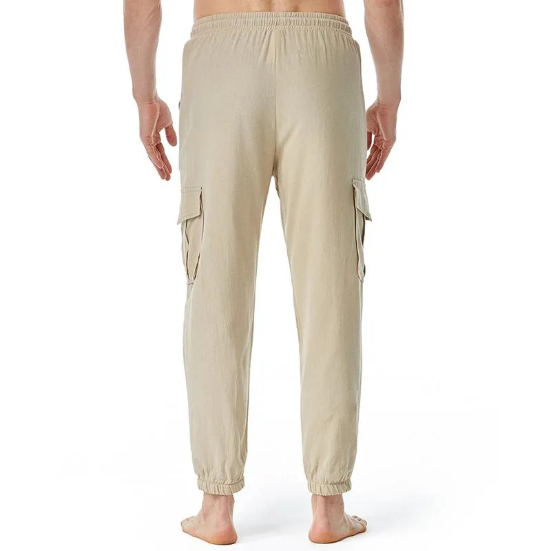 Men's Solid Cotton Linen Multi-pocket Casual Trousers 13720992Z sold by Manly product image thumbnail 3
