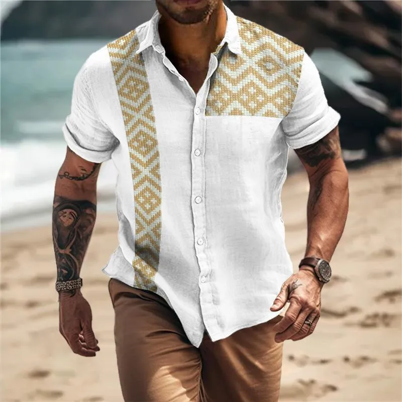 Men's Casual Ethnic Color Block Short Sleeve Shirt 02020751TO sold by Manly product image thumbnail 2