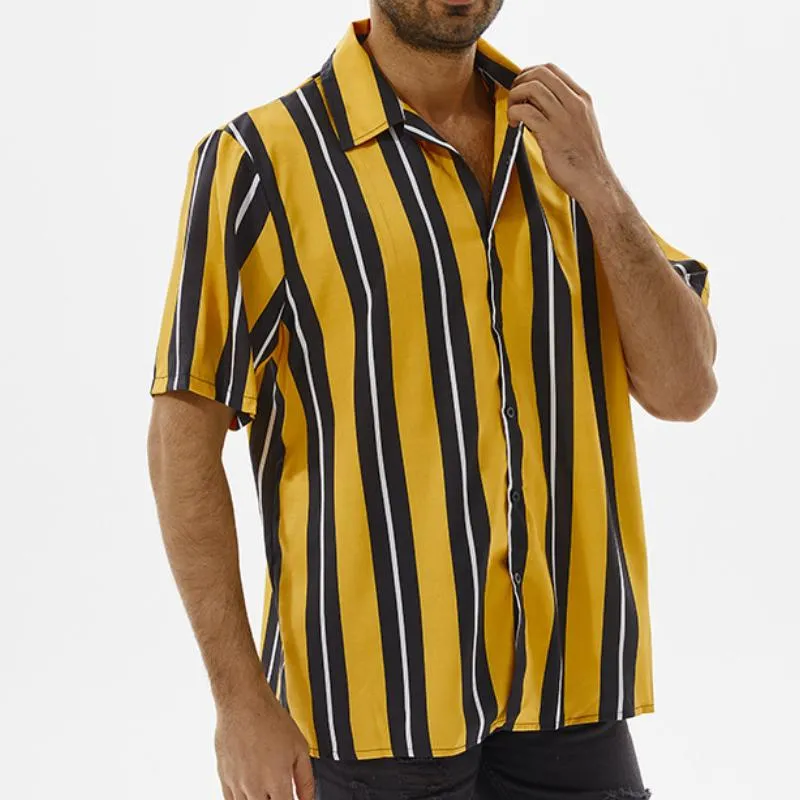 Men's Casual Striped Lapel Short Sleeve Shirt 76560847TO sold by Manly product image thumbnail 2