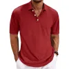 Men's Casual Cotton Blended Lapel Solid Color Short Sleeve Polo Shirt 98614586M sold by Manly