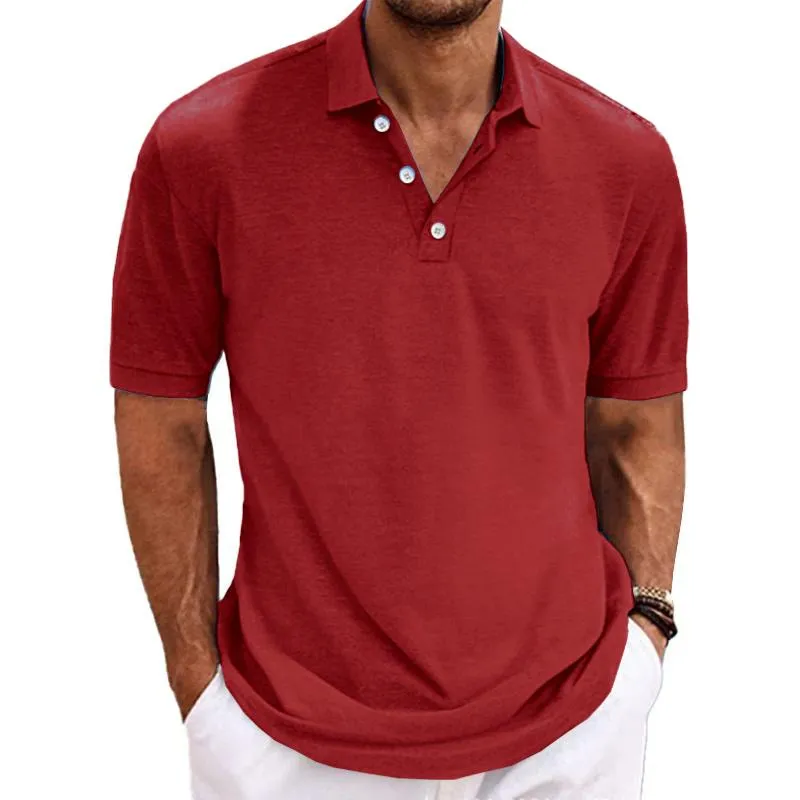 Men's Casual Cotton Blended Lapel Solid Color Short Sleeve Polo Shirt 98614586M sold by Manly product image thumbnail 5