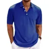 Men's Casual Cotton Blended Lapel Solid Color Short Sleeve Polo Shirt 98614586M sold by Manly