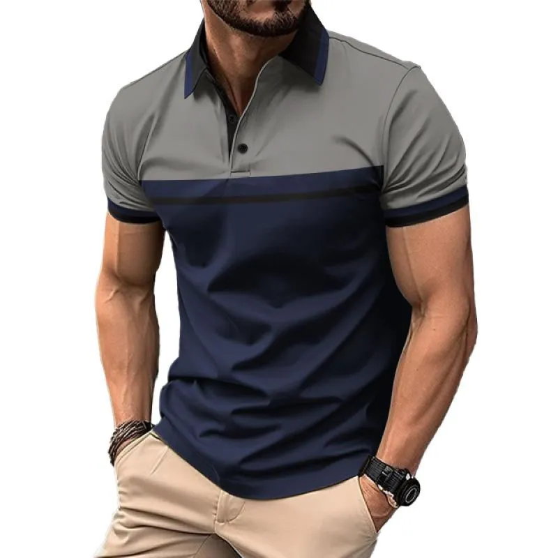 Men's Casual Color Block Short Sleeve Polo Shirt 82419497Y sold by Manly