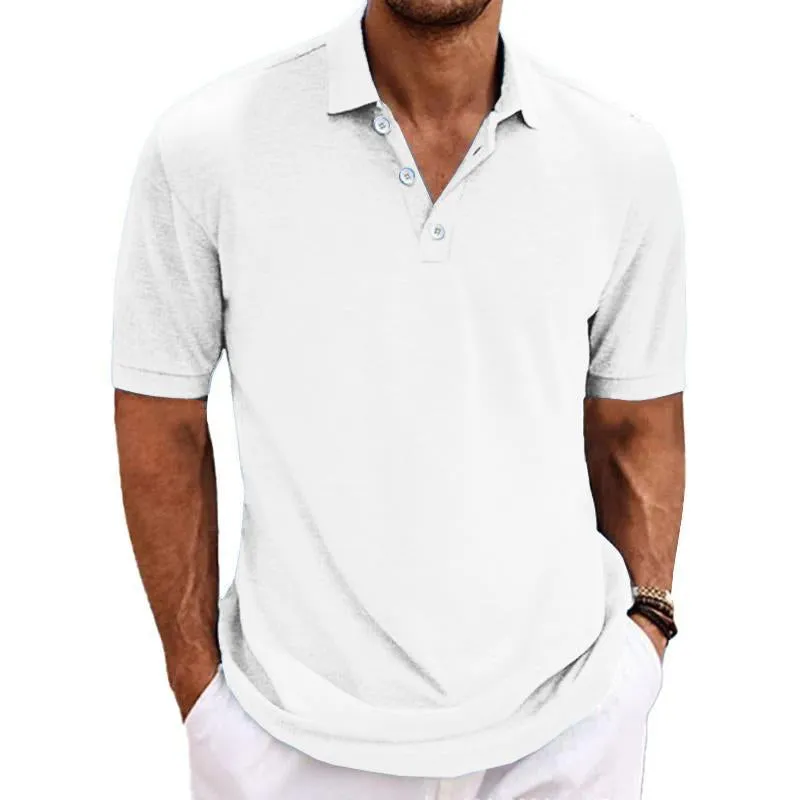Men's Casual Cotton Blended Lapel Solid Color Short Sleeve Polo Shirt 98614586M sold by Manly product image thumbnail 4