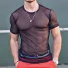 Men's Sexy Hollow Crew Neck T-Shirt 34367295TO sold by Manly