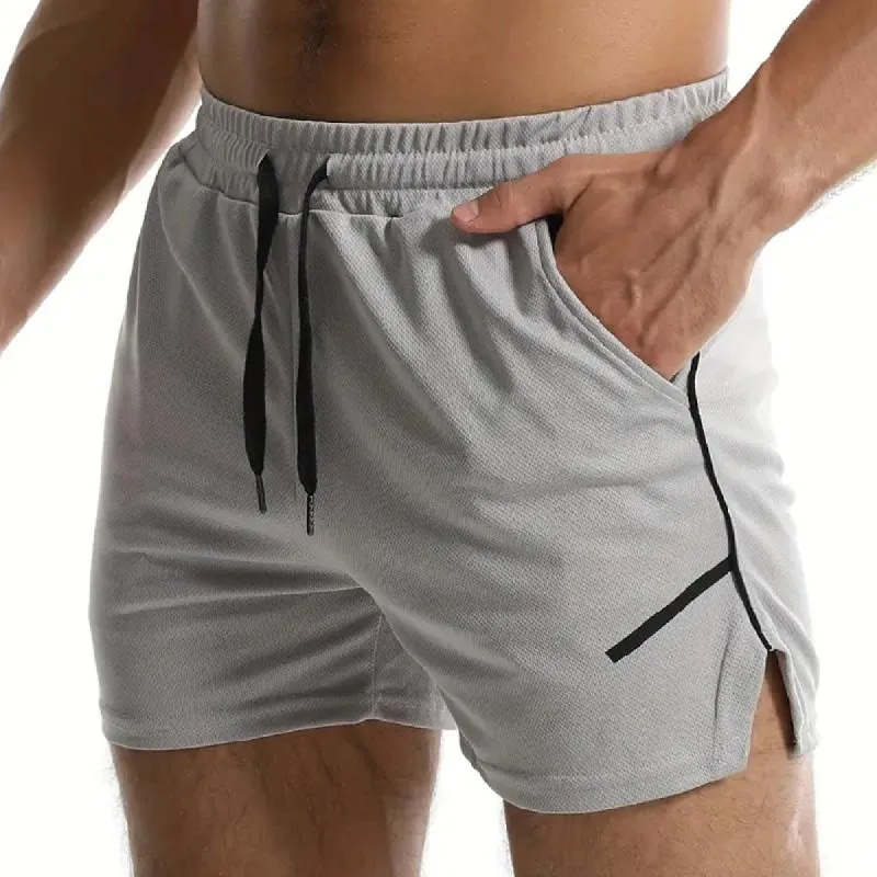 Men's Solid Elastic Waist Fitness Sports Shorts 59462514Z sold by Manly
