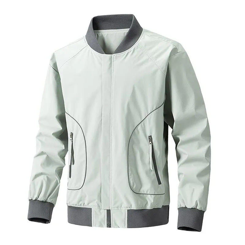 Men's Casual Contrast Zipper Loose Baseball Jacket 19728492M sold by Manly product image thumbnail 3