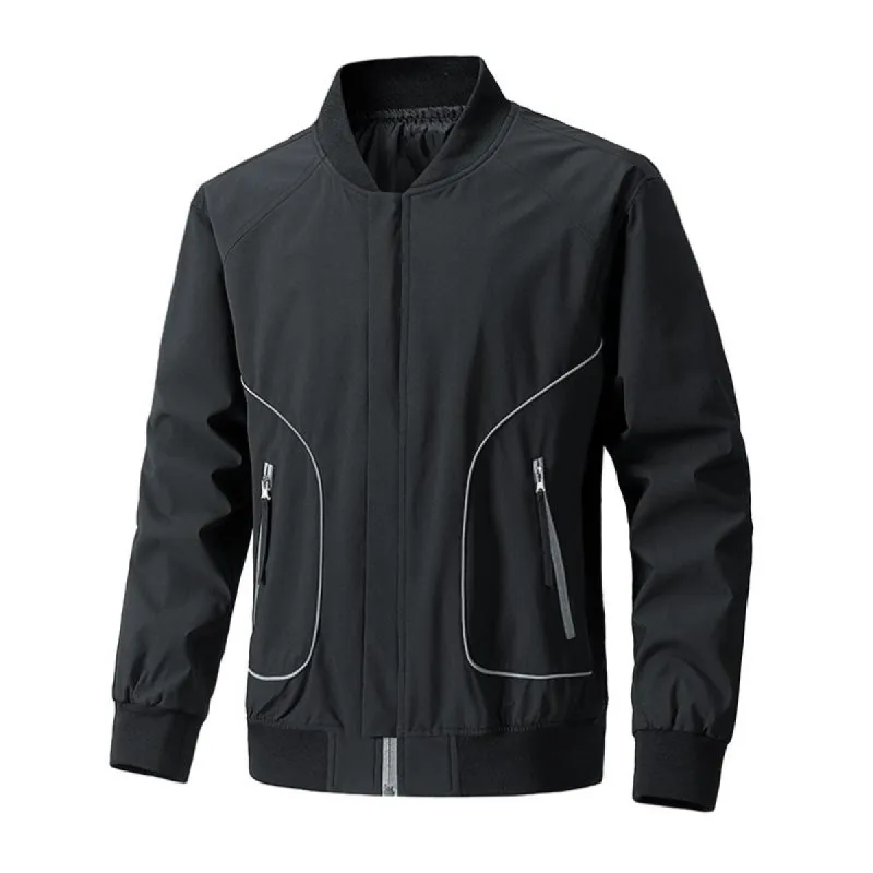 Men's Casual Contrast Zipper Loose Baseball Jacket 19728492M sold by Manly