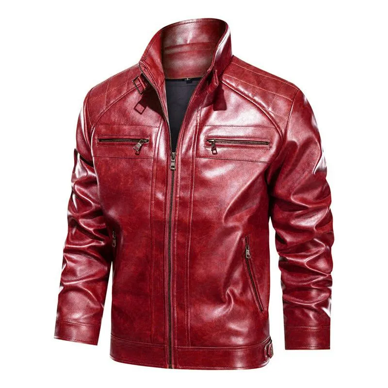 Men's PU Leather Outdoor Zipper Jacket 16709098X sold by Manly product image thumbnail 4