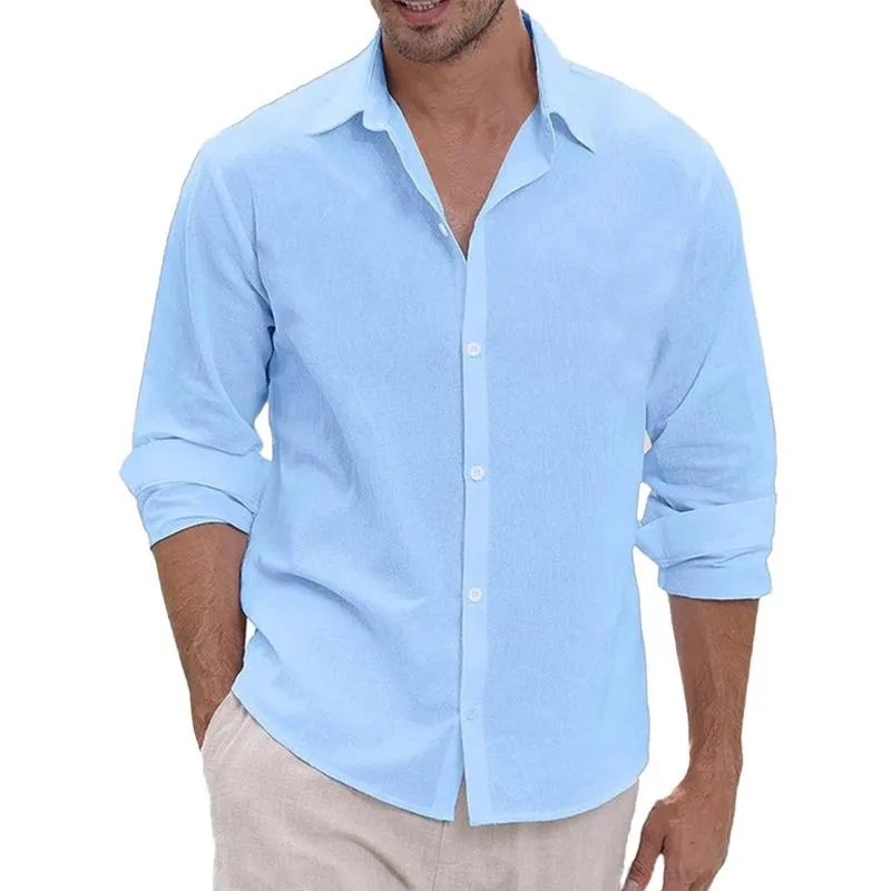 Men's Cotton and Linen Casual Lapel Long-sleeved Shirt 84138982X sold by Manly product image thumbnail 3