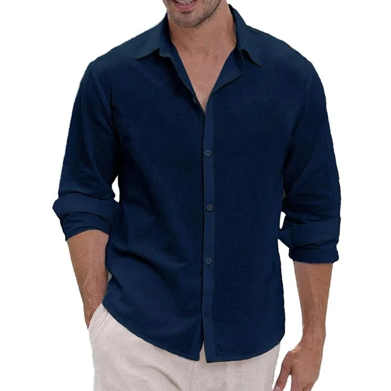 Men's Cotton and Linen Casual Lapel Long-sleeved Shirt 84138982X sold by Manly product image thumbnail 2