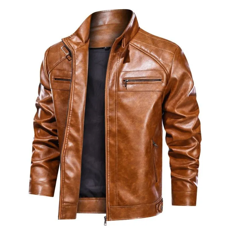 Men's PU Leather Outdoor Zipper Jacket 16709098X sold by Manly