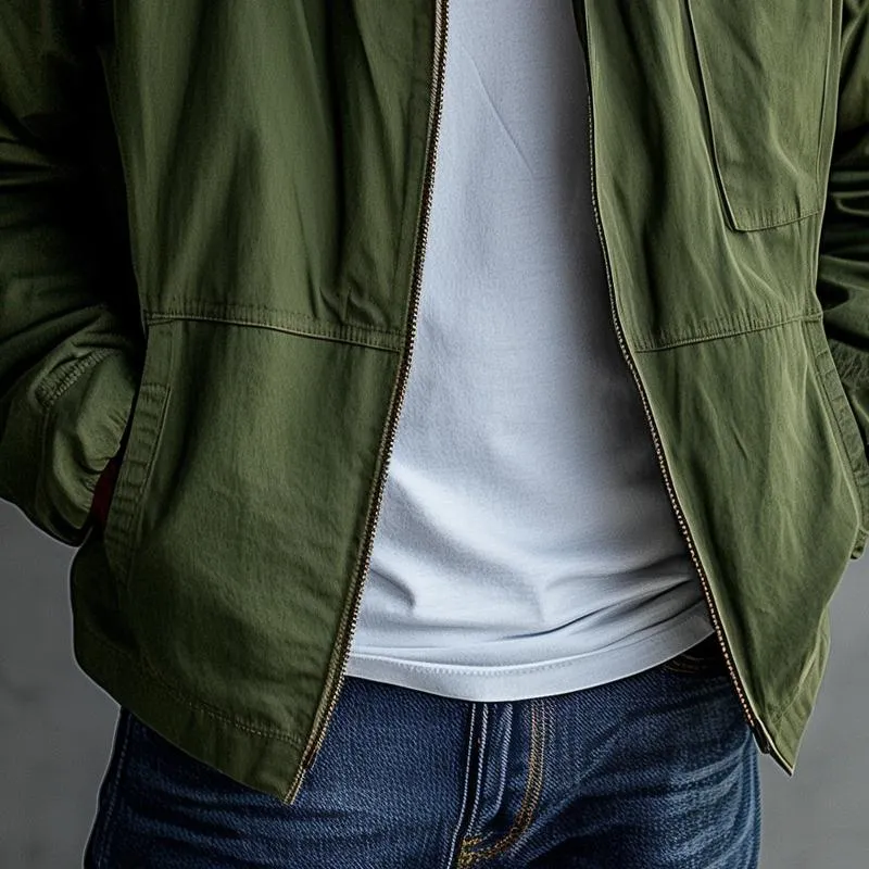 Men's Solid Color Stand Collar Chest Pocket Cargo Jacket 34064774Z sold by Manly product image thumbnail 3