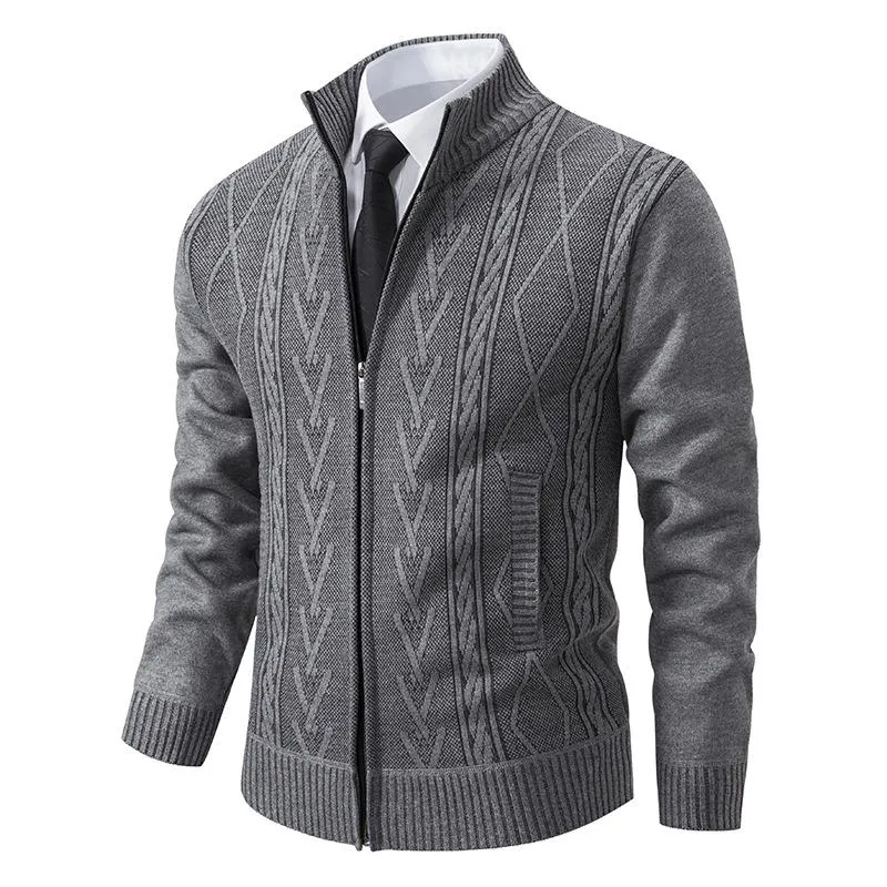 Men's Stand Collar Jacquard Thickened Casual Knitted Jacket 58330673X sold by Manly product image thumbnail 2