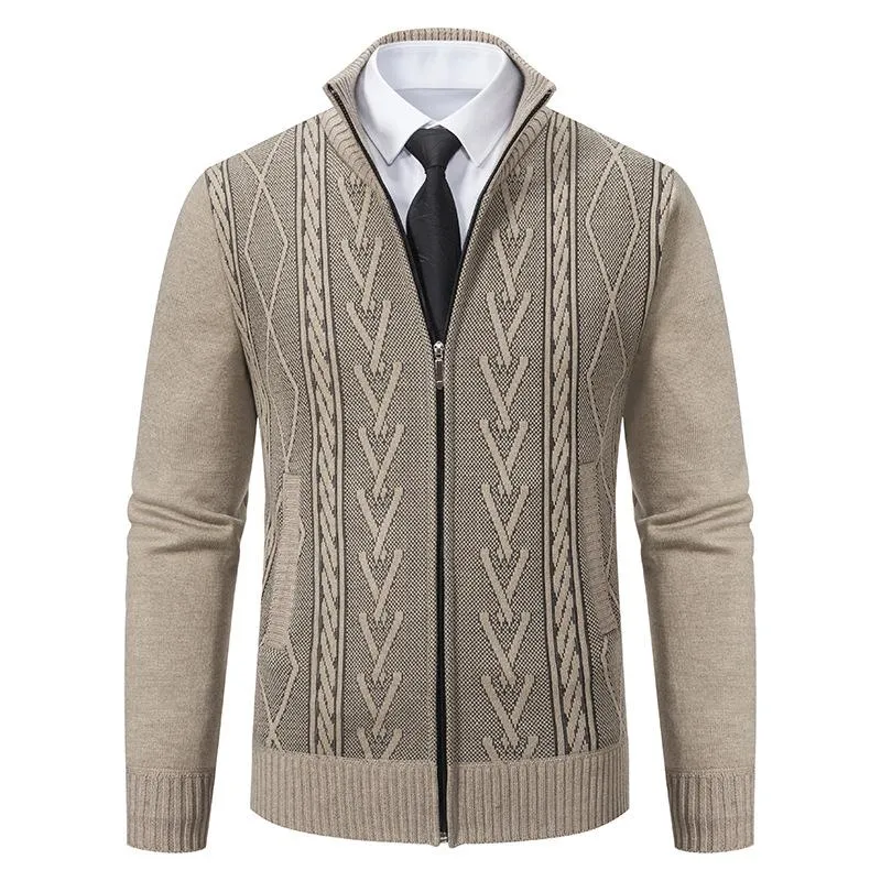 Men's Stand Collar Jacquard Thickened Casual Knitted Jacket 58330673X sold by Manly product image thumbnail 4