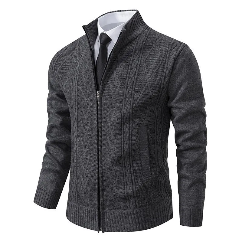 Men's Stand Collar Jacquard Thickened Casual Knitted Jacket 58330673X sold by Manly product image thumbnail 3