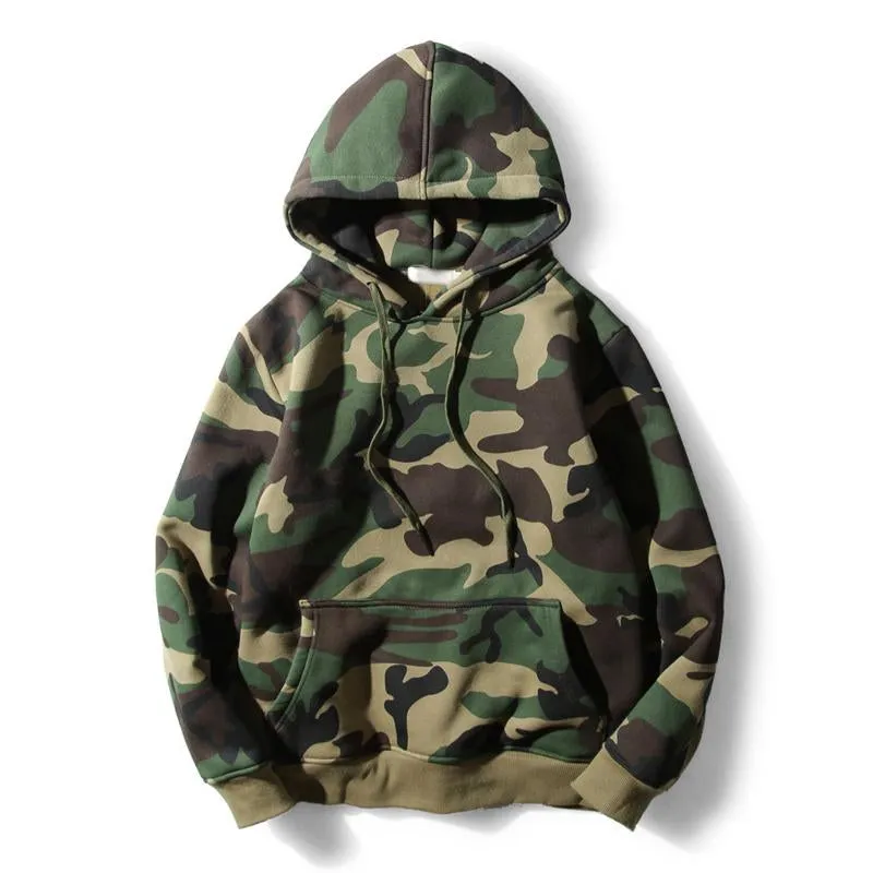 Men's Casual Outdoor Camouflage Fleece Warm Loose Hoodie 24316750M sold by Manly