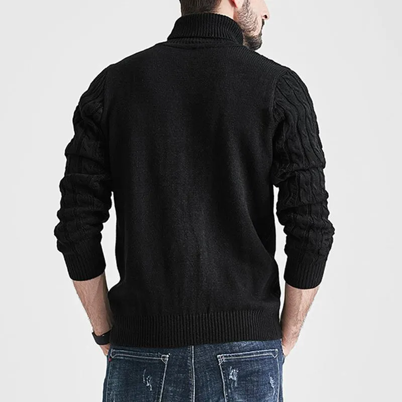 Men's Solid High Collar Long Sleeve Cable Knit Sweater 18417126Z sold by Manly product image thumbnail 5