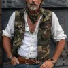 Men's Vintage Camouflage Multi-Pocket Single-Breasted Cargo Vest 58230747Y sold by Manly