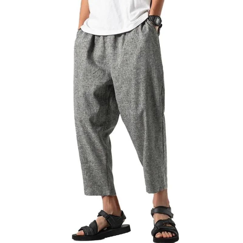 Men's Casual Solid Color Cotton And Linen Straight Pants 88212666Y sold by Manly