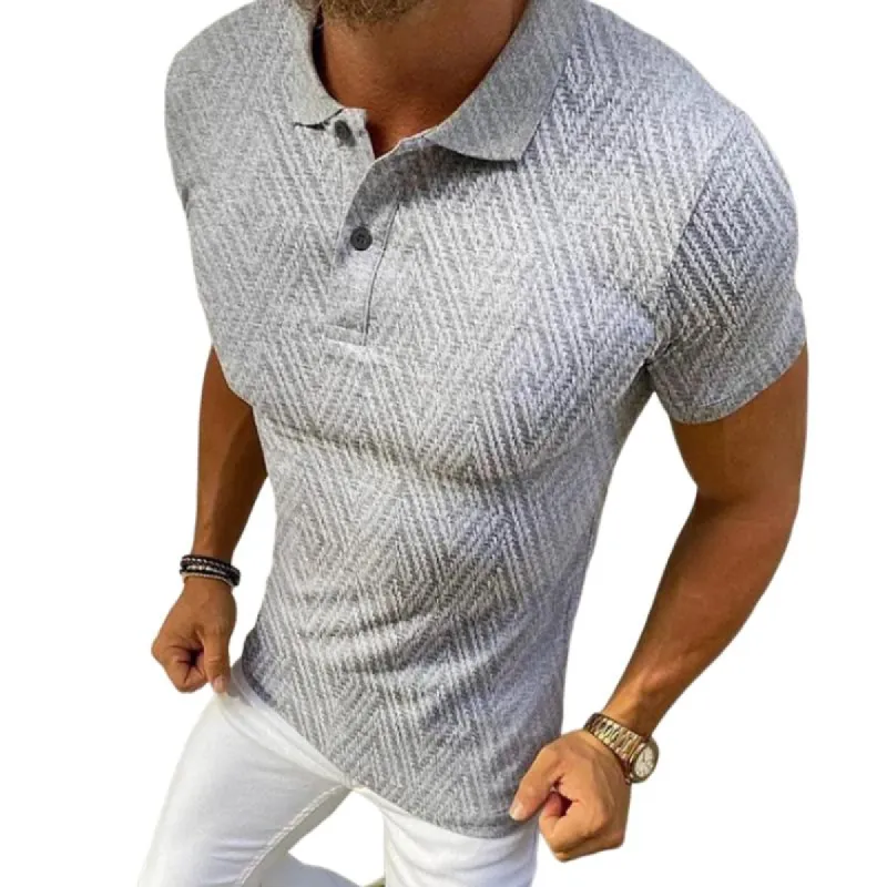 Men's Casual Solid Color Printed Polo Shirt 75999785TO sold by Manly