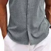 Men's Solid Color Lapel Cotton and Linen Sleeveless Shirt 33989351TO sold by Manly