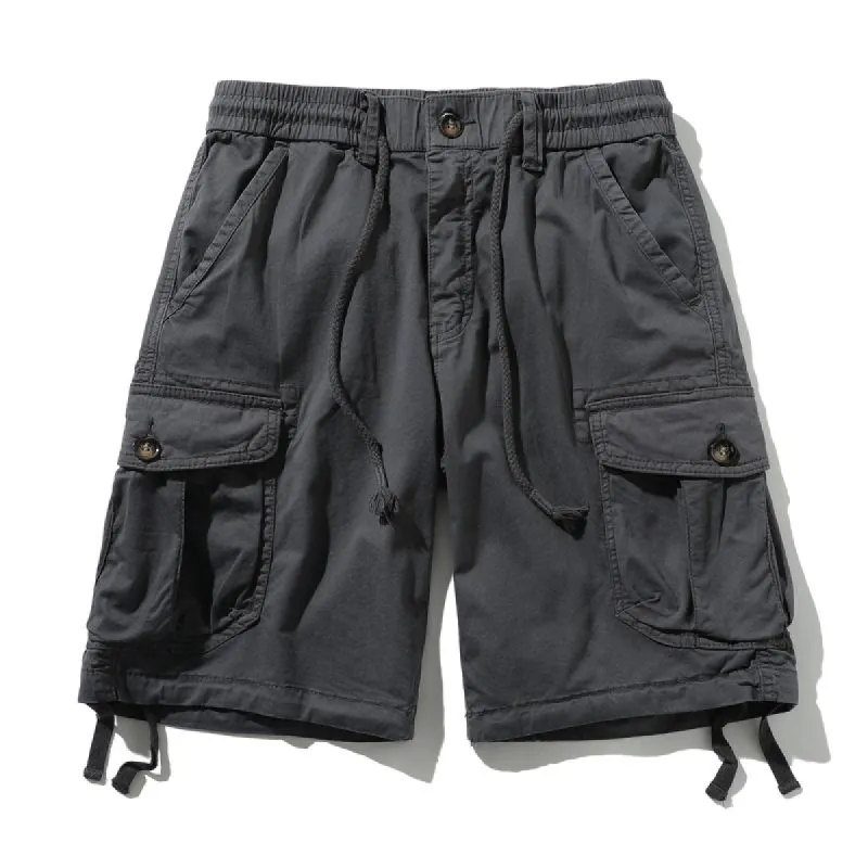 Men's Casual Outdoor Cotton Multi-Pocket Loose Cargo Shorts 22027004M sold by Manly