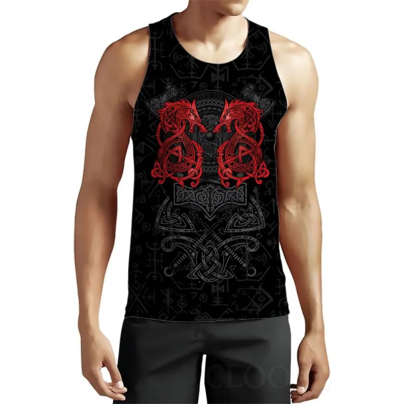 Men's Casual Round Neck Viking Print Tank Top 49213756M made by Manly