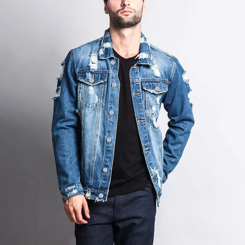 Men's Fashion Distressed Casual Denim Jacket 45021513Z sold by Manly product image thumbnail 3