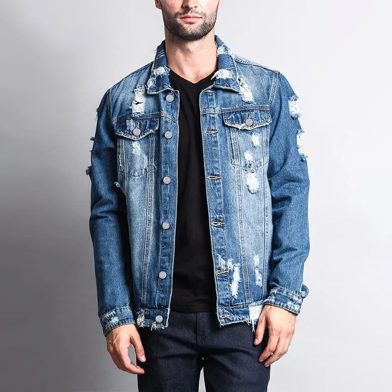 Men's Fashion Distressed Casual Denim Jacket 45021513Z sold by Manly product image thumbnail 2