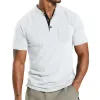Men's Solid Henley Collar Breast Pocket Short Sleeve T-shirt 16261957Z sold by Manly