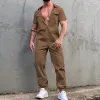 Men's Casual Solid Color Zip Chest Pocket Cargo Coverall Jumpsuit 01876552Y sold by Manly