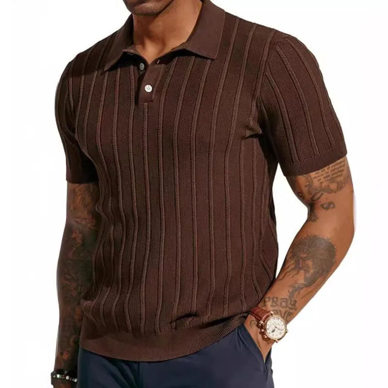 Men's Short-sleeved Cool Breathable Knitted POLO Shirt 20721855X sold by Manly