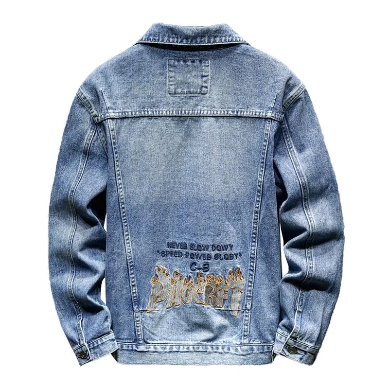 Men's Vintage Lapel Single Breasted Slim Denim Jacket 00355073M sold by Manly product image thumbnail 2