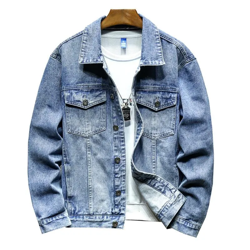 Men's Vintage Lapel Single Breasted Slim Denim Jacket 00355073M sold by Manly