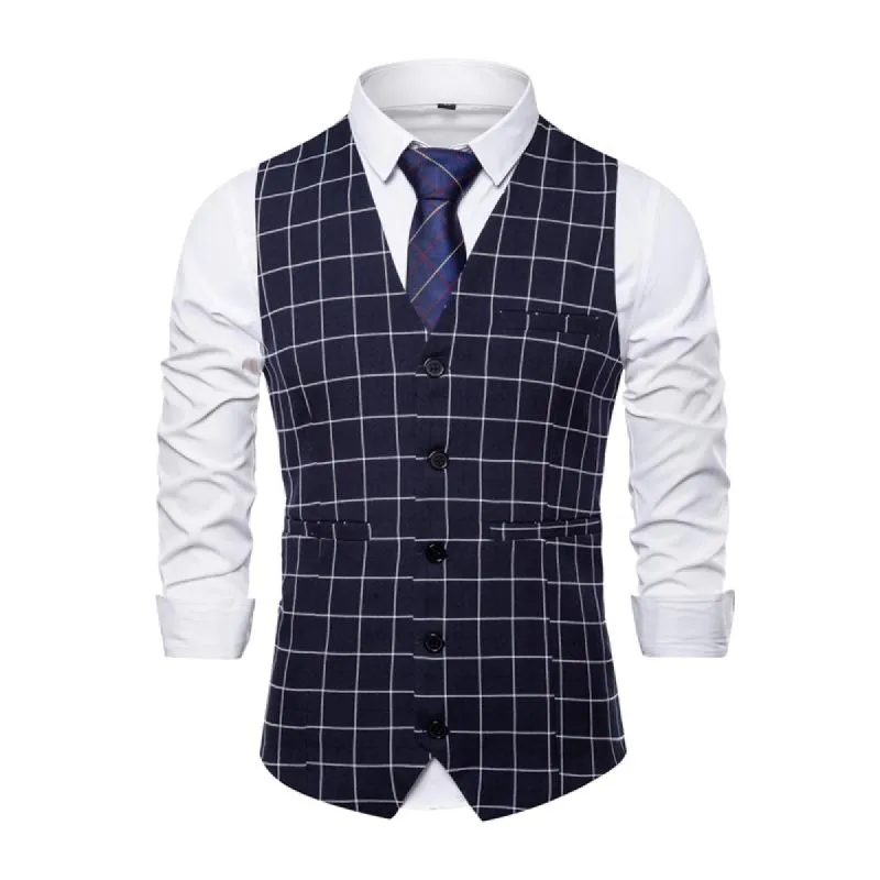 Men's Vintage Plaid V Neck Single Breasted Vest 43139543Z sold by Manly
