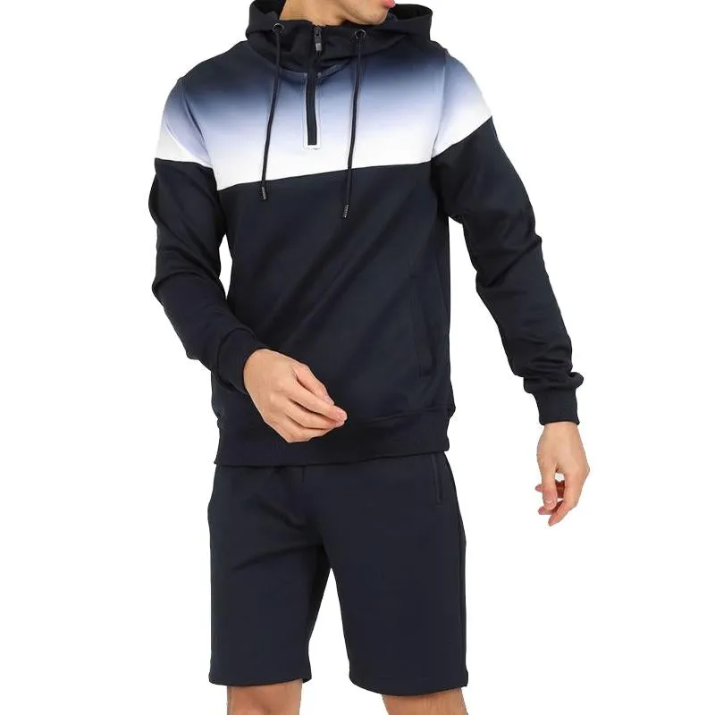 Men's Sports Hooded Gradient Long Sleeve Shorts Set 60210483Y sold by Manly