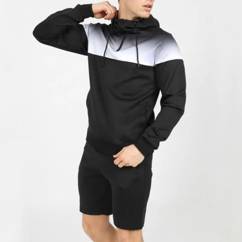 Men's Sports Hooded Gradient Long Sleeve Shorts Set 60210483Y sold by Manly product image thumbnail 5