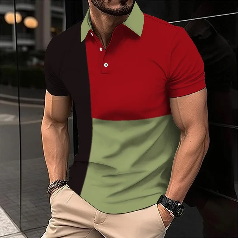 Men's Retro Casual Colorblock Lapel Short-sleeved Polo Shirt 30221305TO sold by Manly product image thumbnail 5