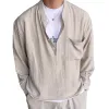 Men's Casual Solid Color Henley Collar Long Sleeve Shirt 82277169Y sold by Manly