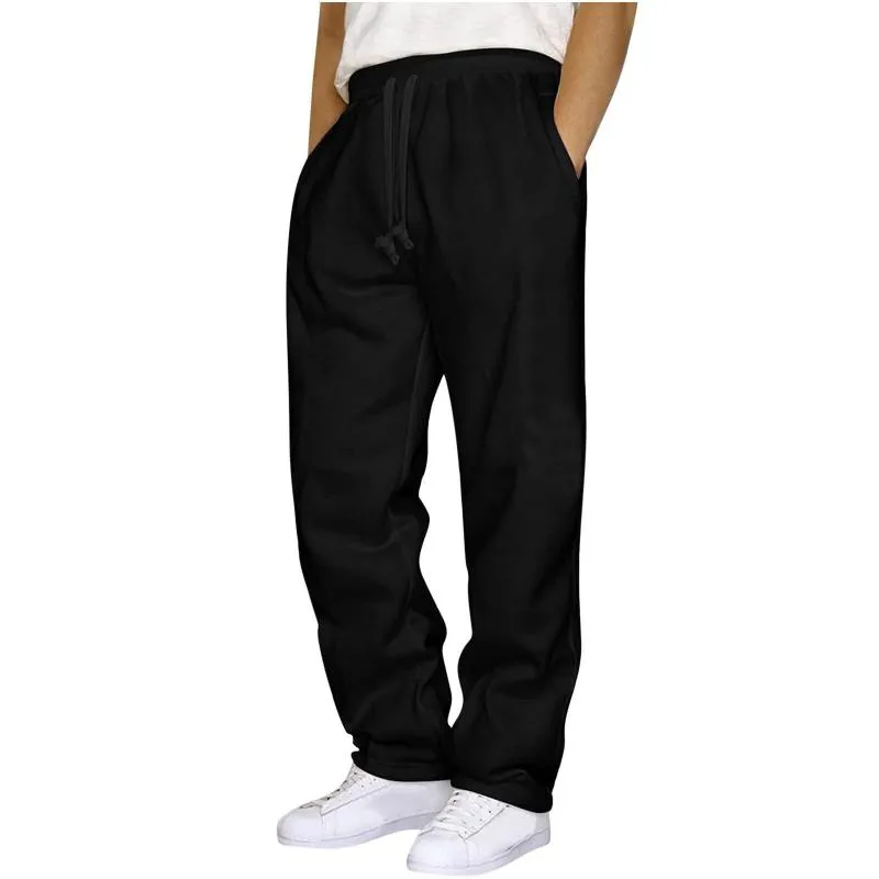 Men's Solid Color Plush Elastic Waist Loose Sports Pants 56423379Z sold by Manly product image thumbnail 3