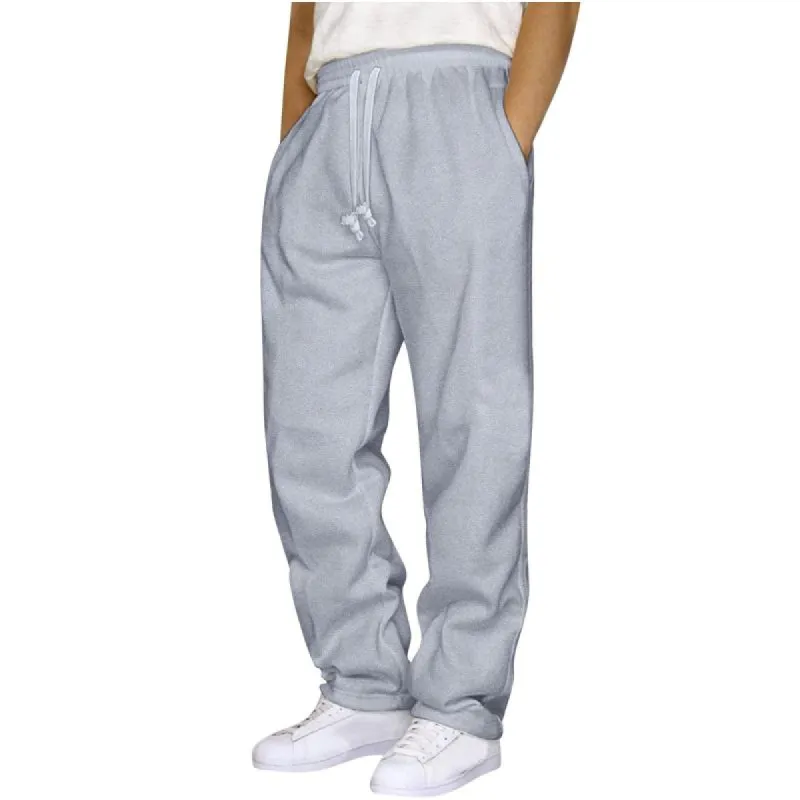 Men's Solid Color Plush Elastic Waist Loose Sports Pants 56423379Z sold by Manly