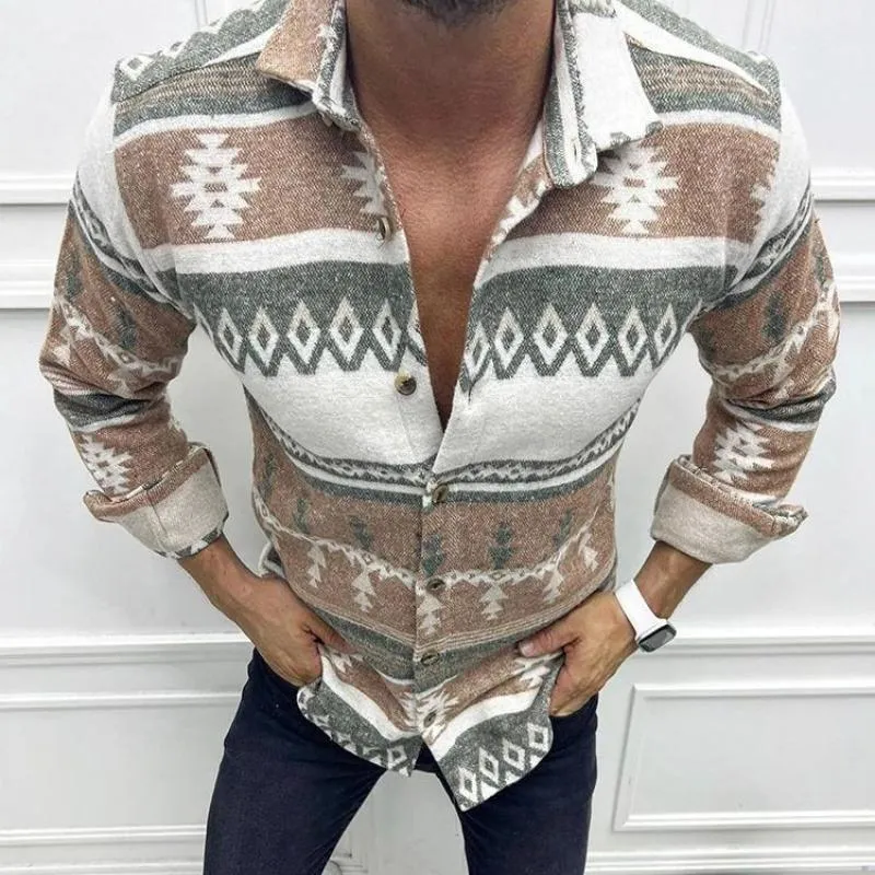 Men's Casual Retro Ethnic Style Printed Jacket 79005355TO sold by Manly product image thumbnail 2