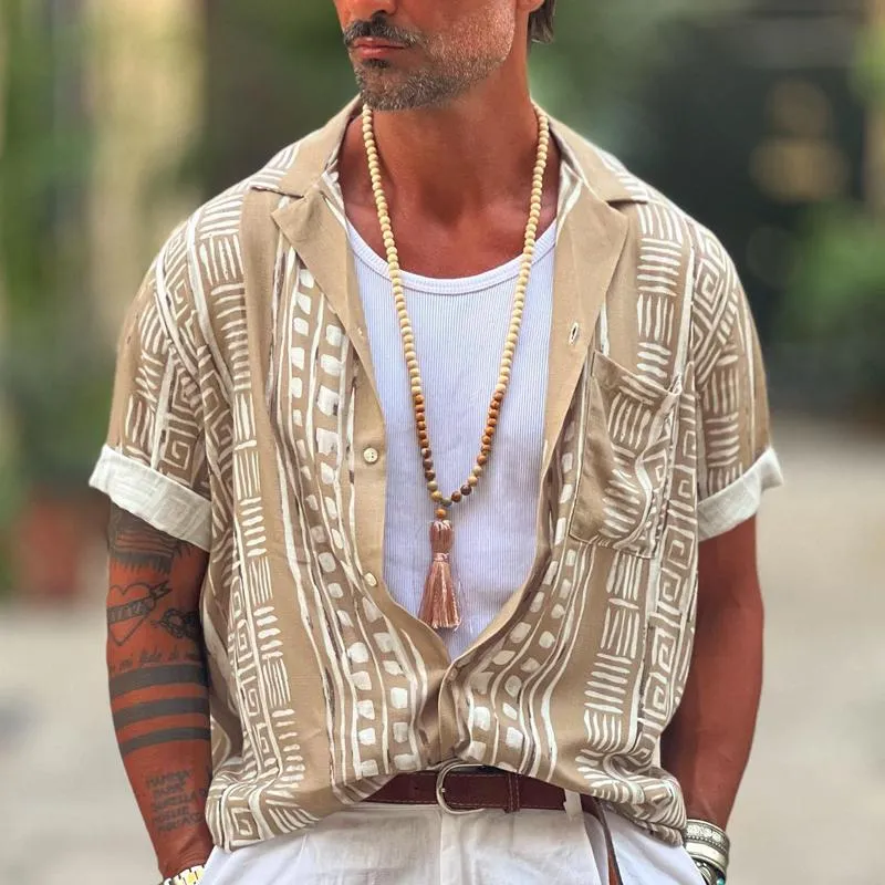 Men's Printed Lapel Short Sleeve Casual Shirt 79954555Z sold by Manly product image thumbnail 2