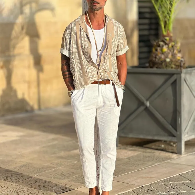 Men's Printed Lapel Short Sleeve Casual Shirt 79954555Z sold by Manly product image thumbnail 4