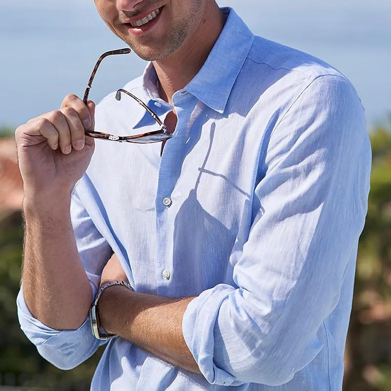 Men's Solid Color Cotton and Linen Long-sleeved Shirt 33380589X sold by Manly product image thumbnail 5